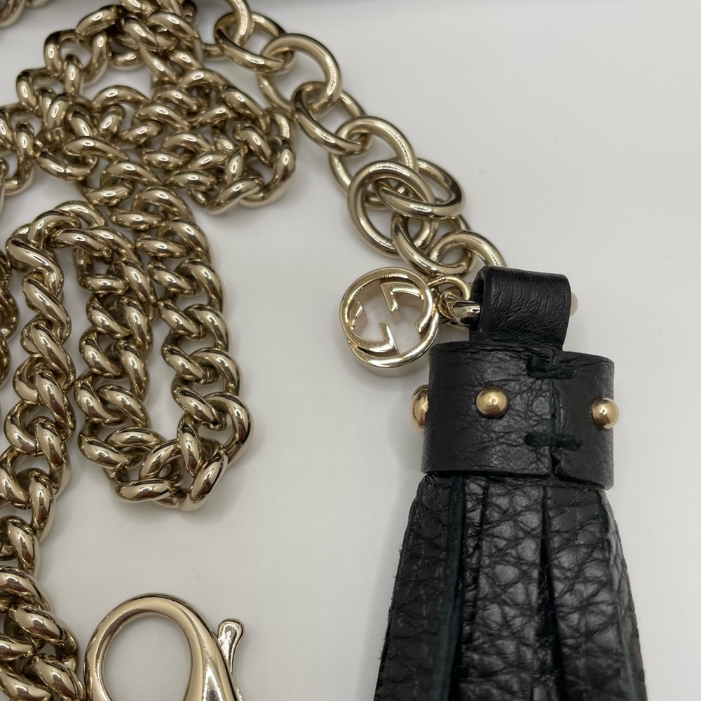 NEW!  Gucci Women's Chain Tassel Gold / Black Leather Belt/Necklace - 75 - Picture 8 of 9